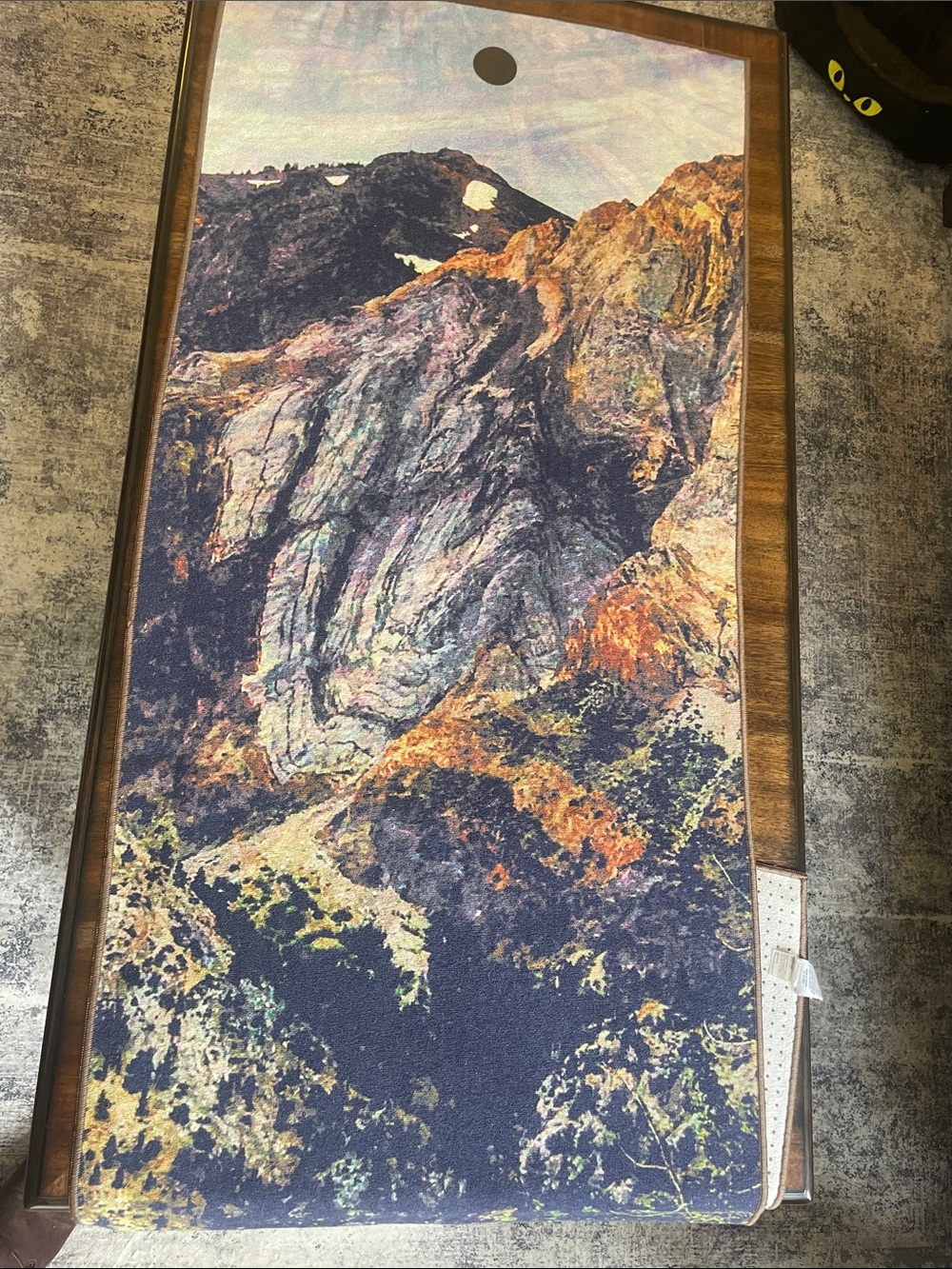 manduka Mountain Peak Tapestry in Navy, Orange, Green, Cream, Brown